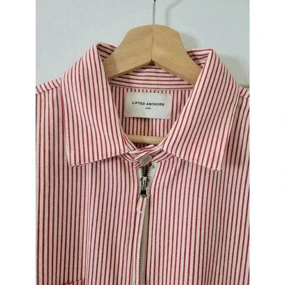 Lifted anchors red striped zip up Shirt Jacket L - Picture 2 of 10